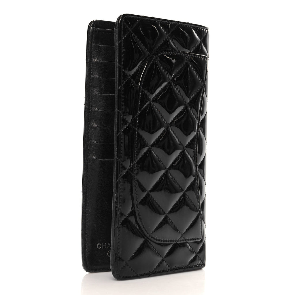 Patent Calfskin Quilted Yen Wallet So Black