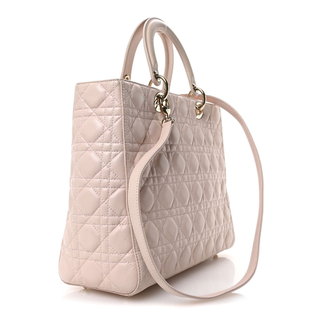 Lambskin Cannage Large Lady Dior Light Pink
