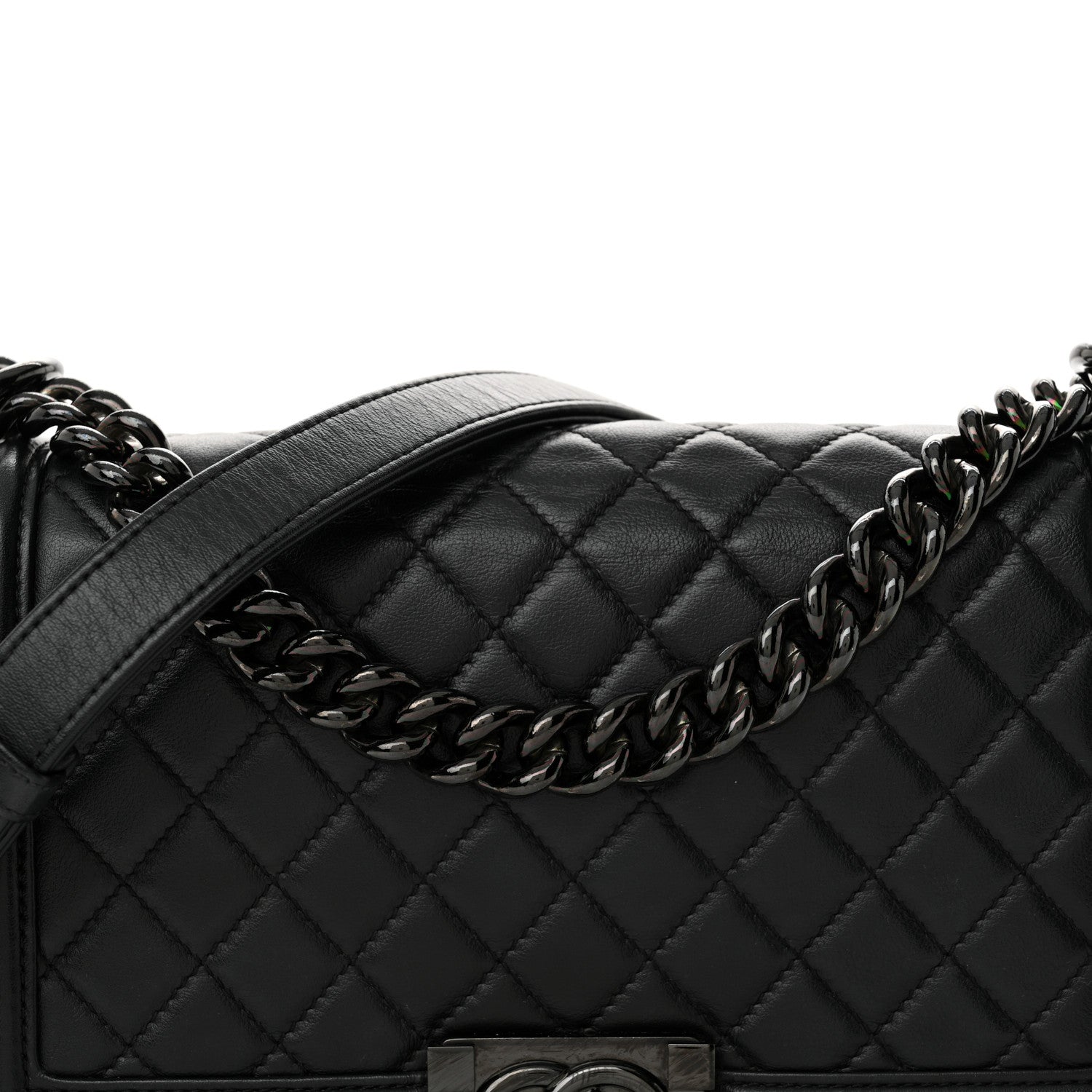 Calfskin Quilted Medium Boy Flap So Black