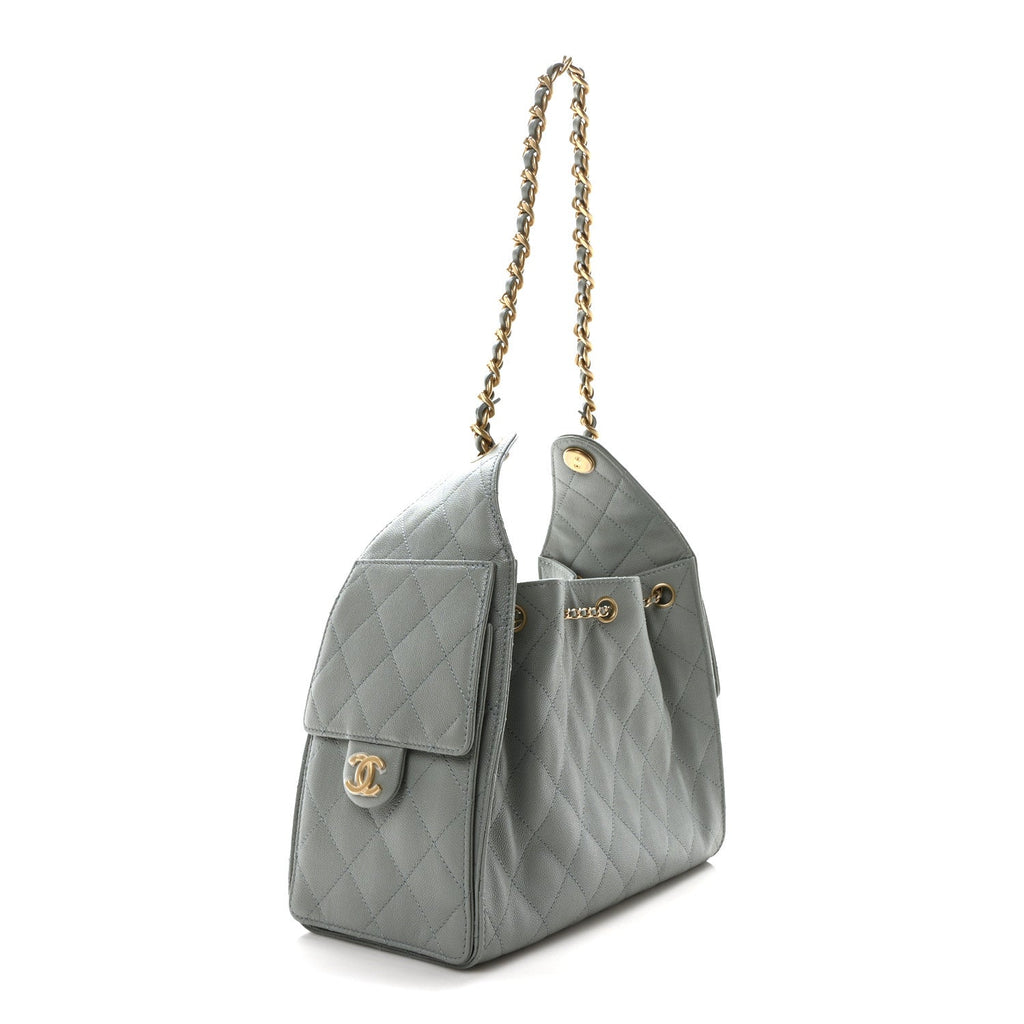 Caviar Quilted Small Chanel 25 Handbag Light Green