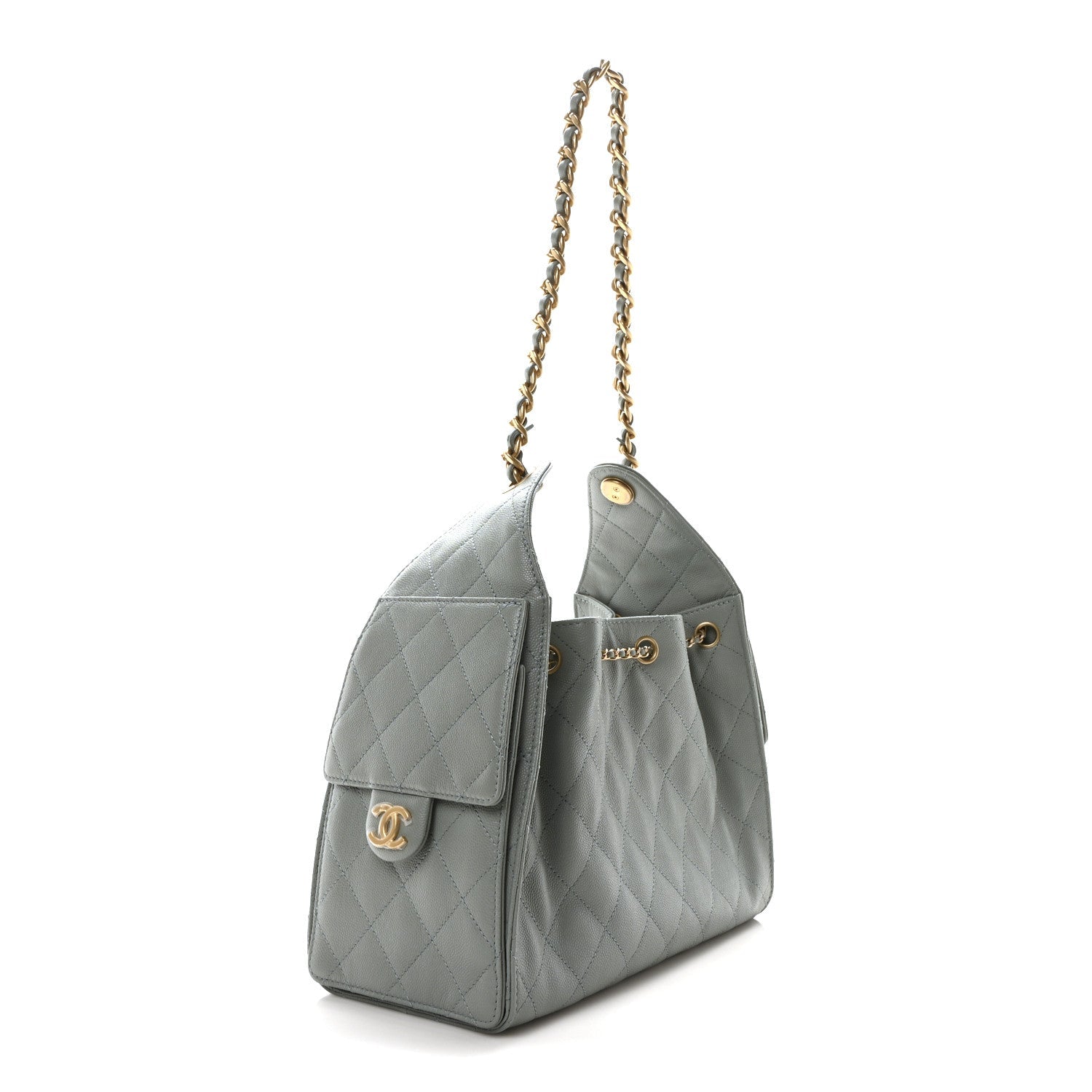 Caviar Quilted Small Chanel 25 Handbag Light Green
