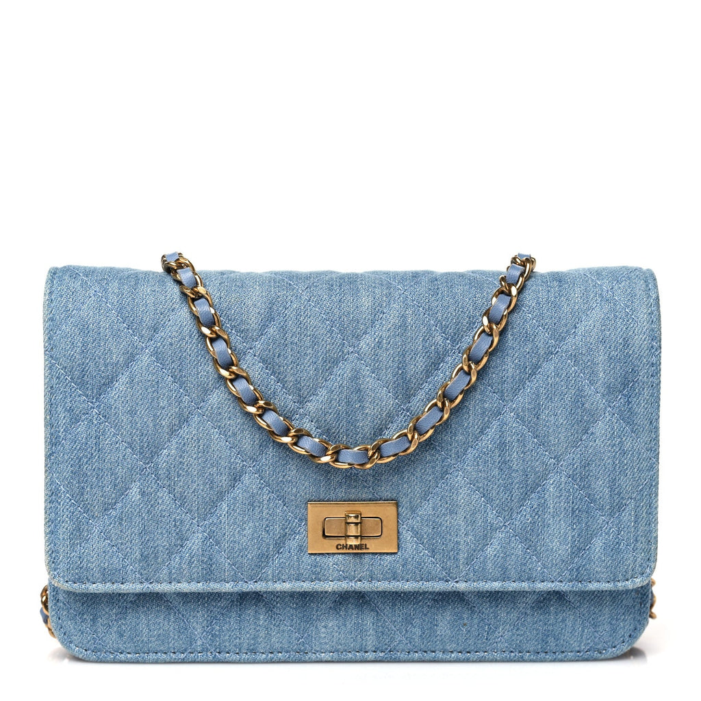Denim Quilted Reissue Wallet On Chain WOC Blue