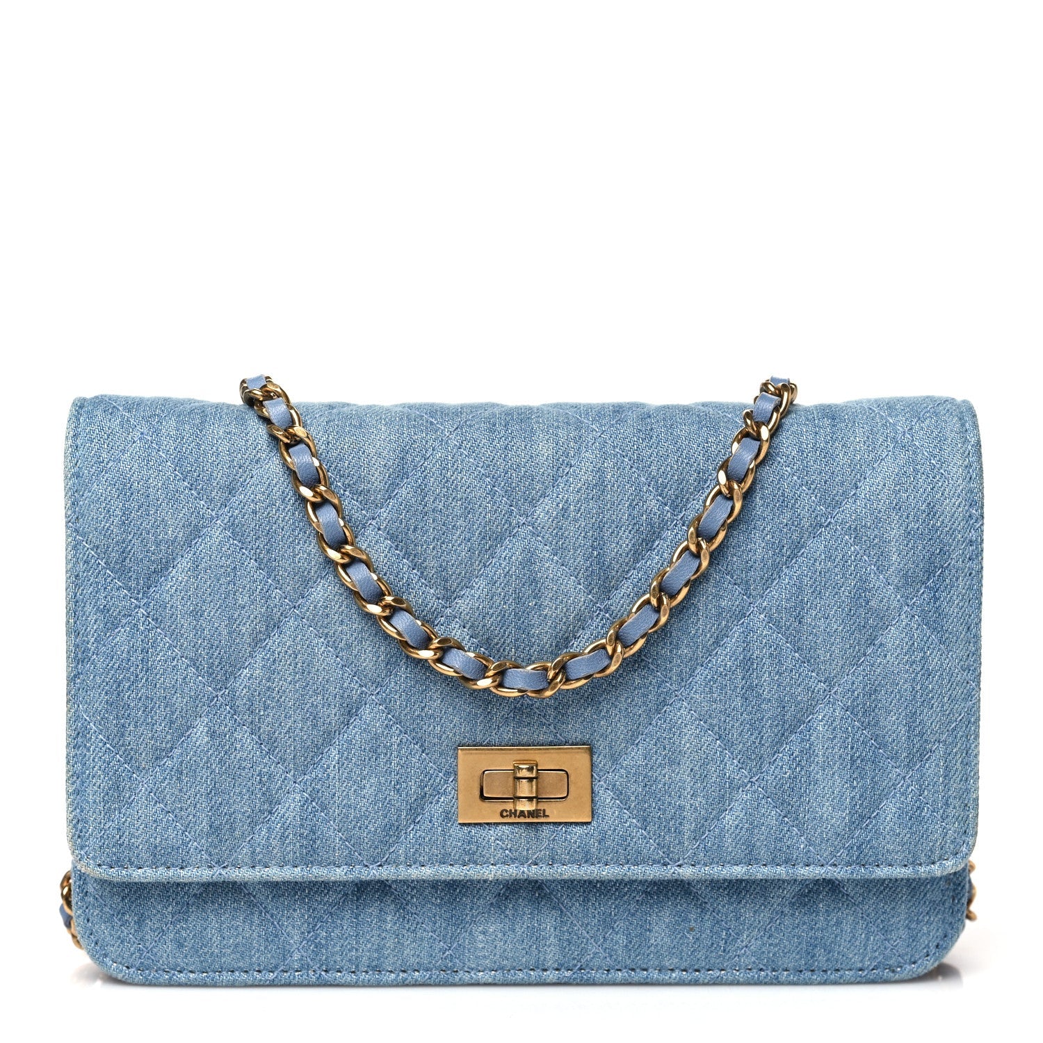 Denim Quilted Reissue Wallet On Chain WOC Blue