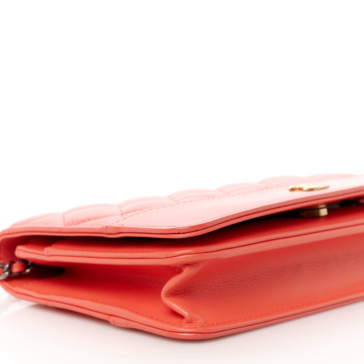 Aged Calfskin Quilted Gabrielle Wallet On Chain WOC  Orange