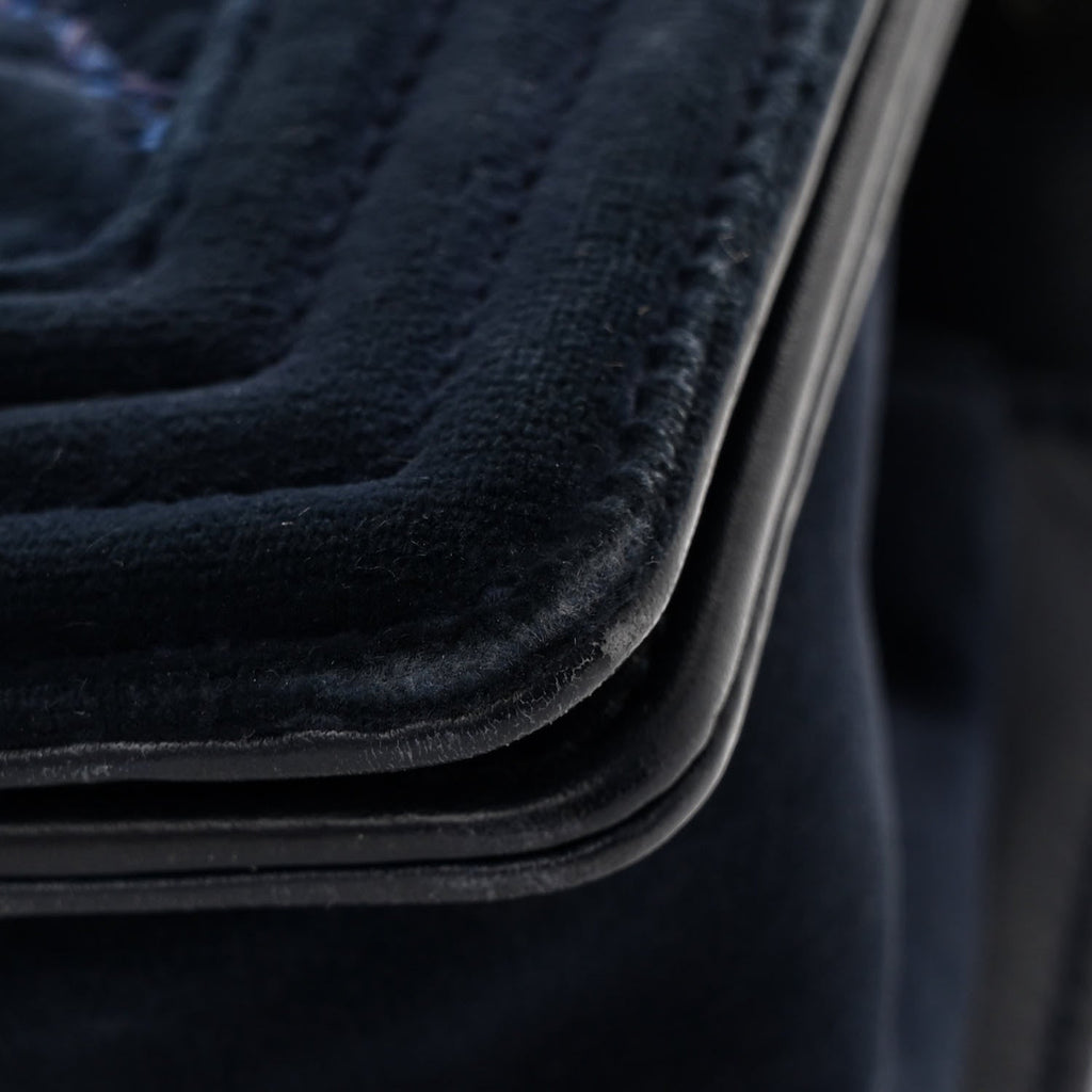 Velvet Quilted Small Boy Flap Blue