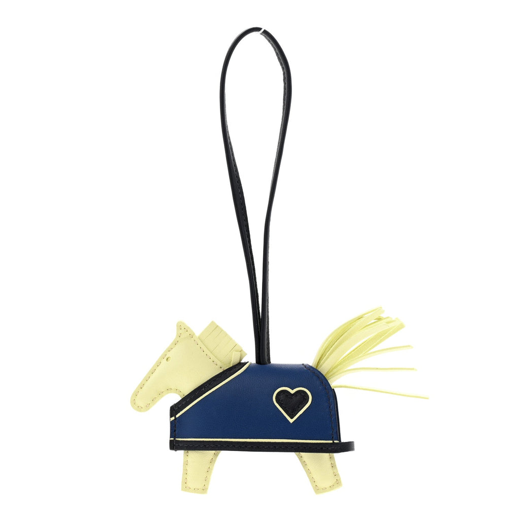 Milo Lambskin Grigri Rodeo Robeo Coeur Bag Charm PM Jaune Milton Bleu Nuit Bleu Tie