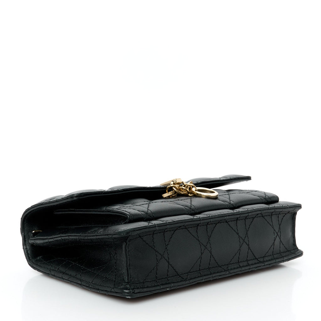 Lambskin Cannage Lady Dior Chain Pouch Black