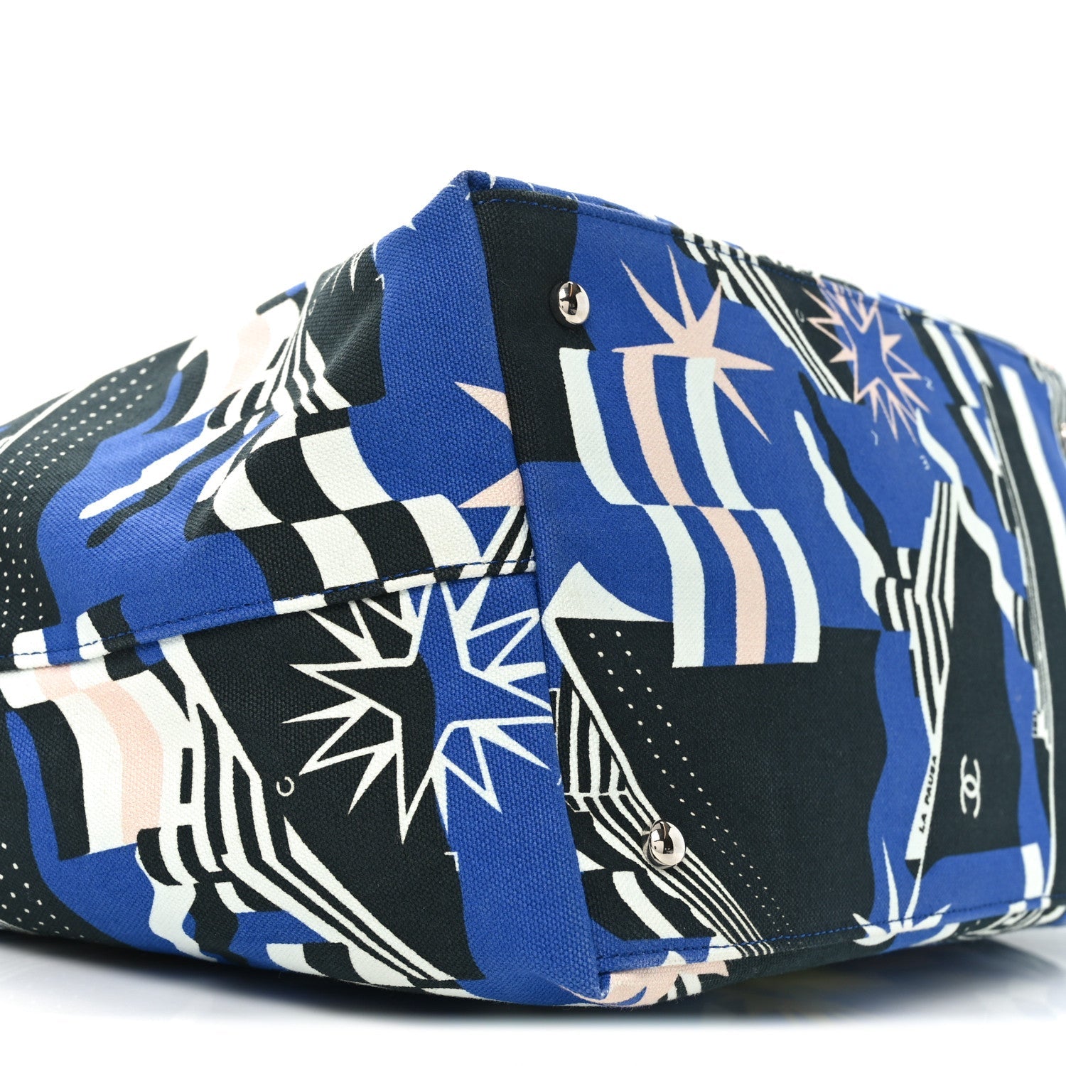 Canvas Cruise Print Tote Pink Blue Black