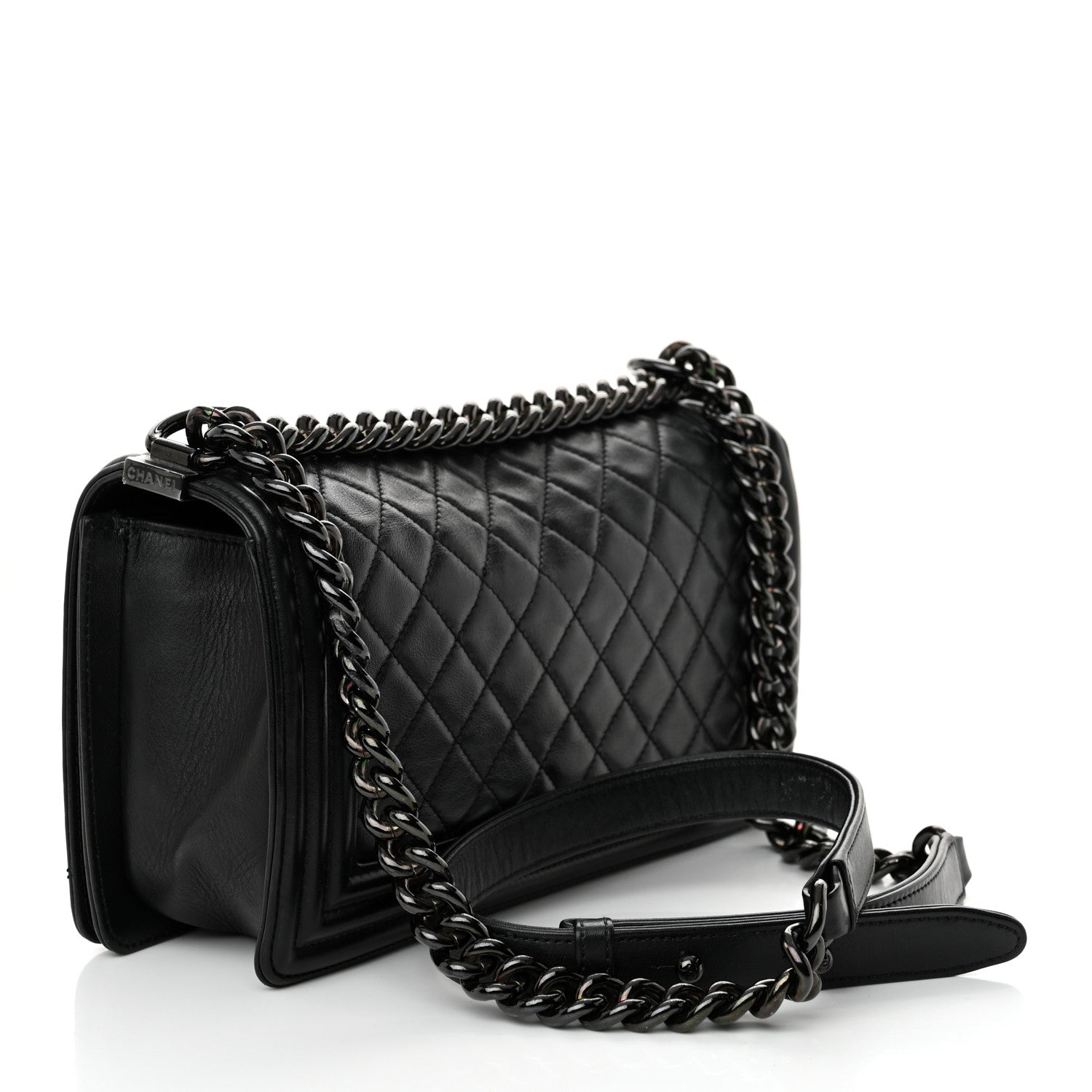 Calfskin Quilted Medium Boy Flap So Black