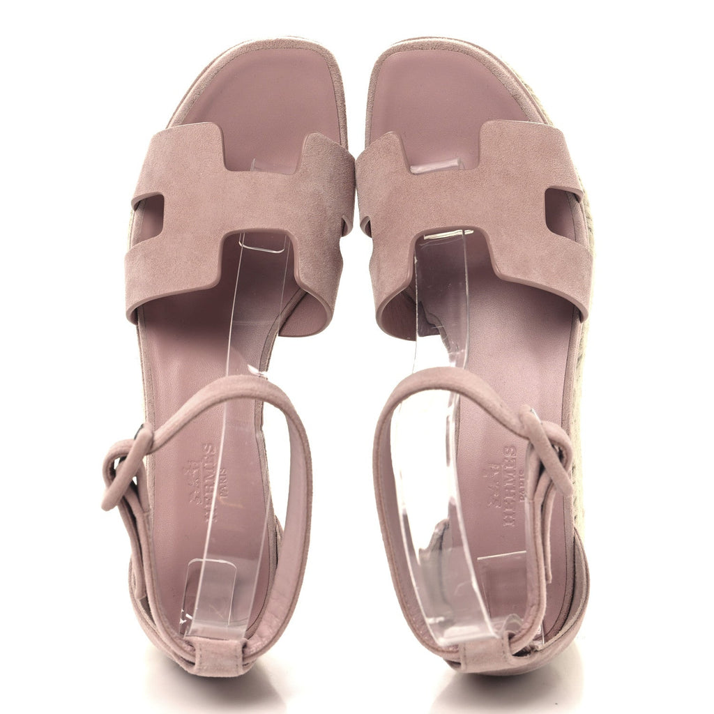 Suede Goatskin Elda Espadrille Wedge Sandals 37 Rose Aquarelle