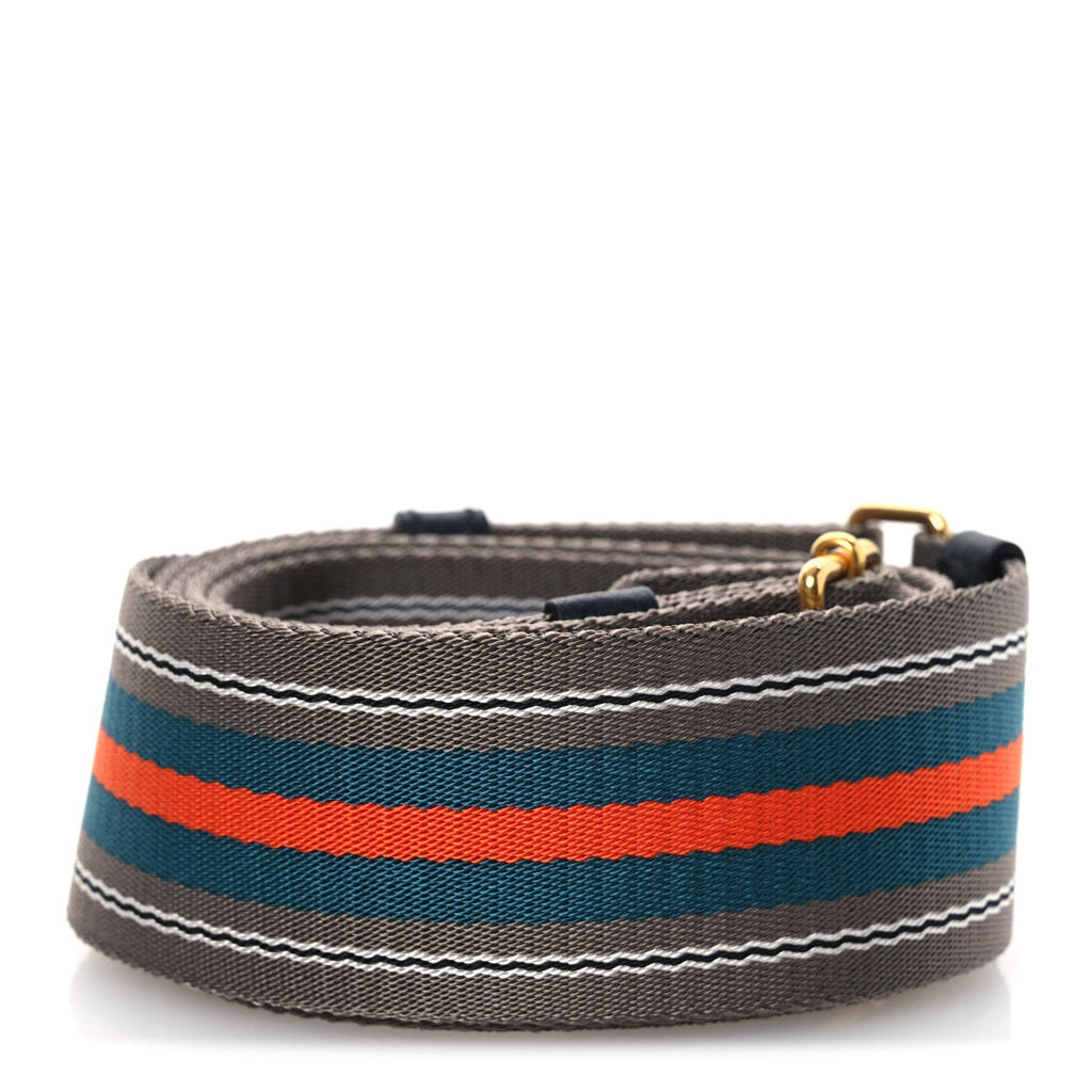 Vitello Daino Striped Fabric Shoulder Strap