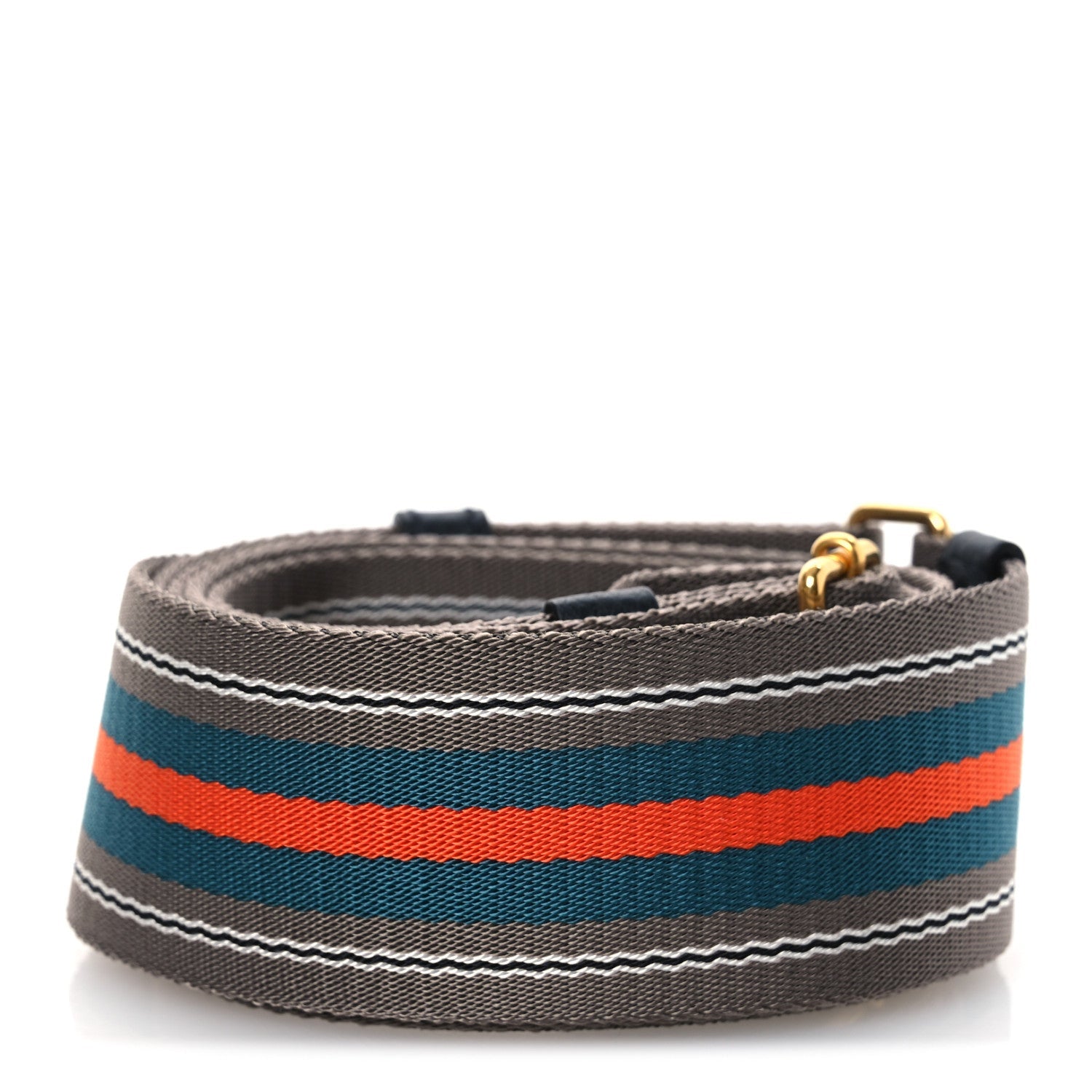 Vitello Daino Striped Fabric Shoulder Strap