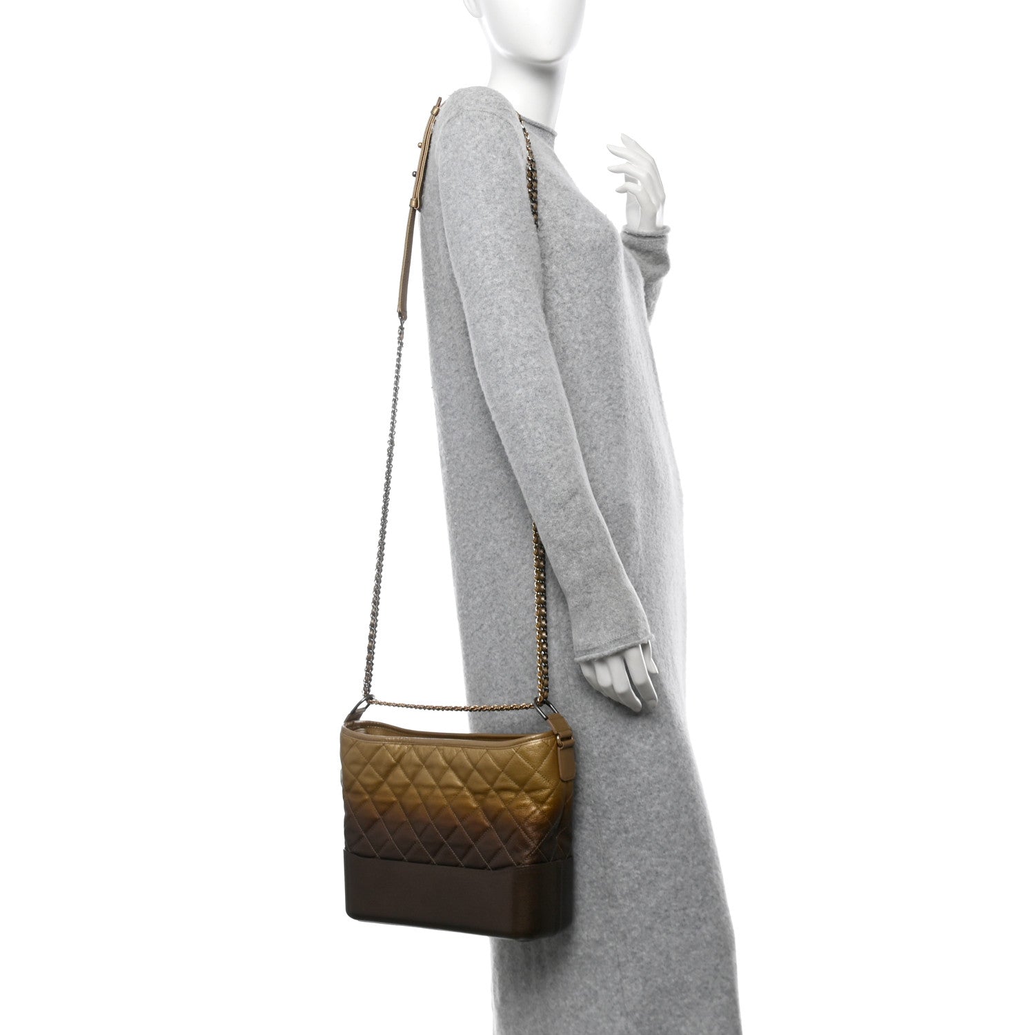 Metallic Goatskin Quilted Medium Gabrielle Hobo Dark Gold Bronze
