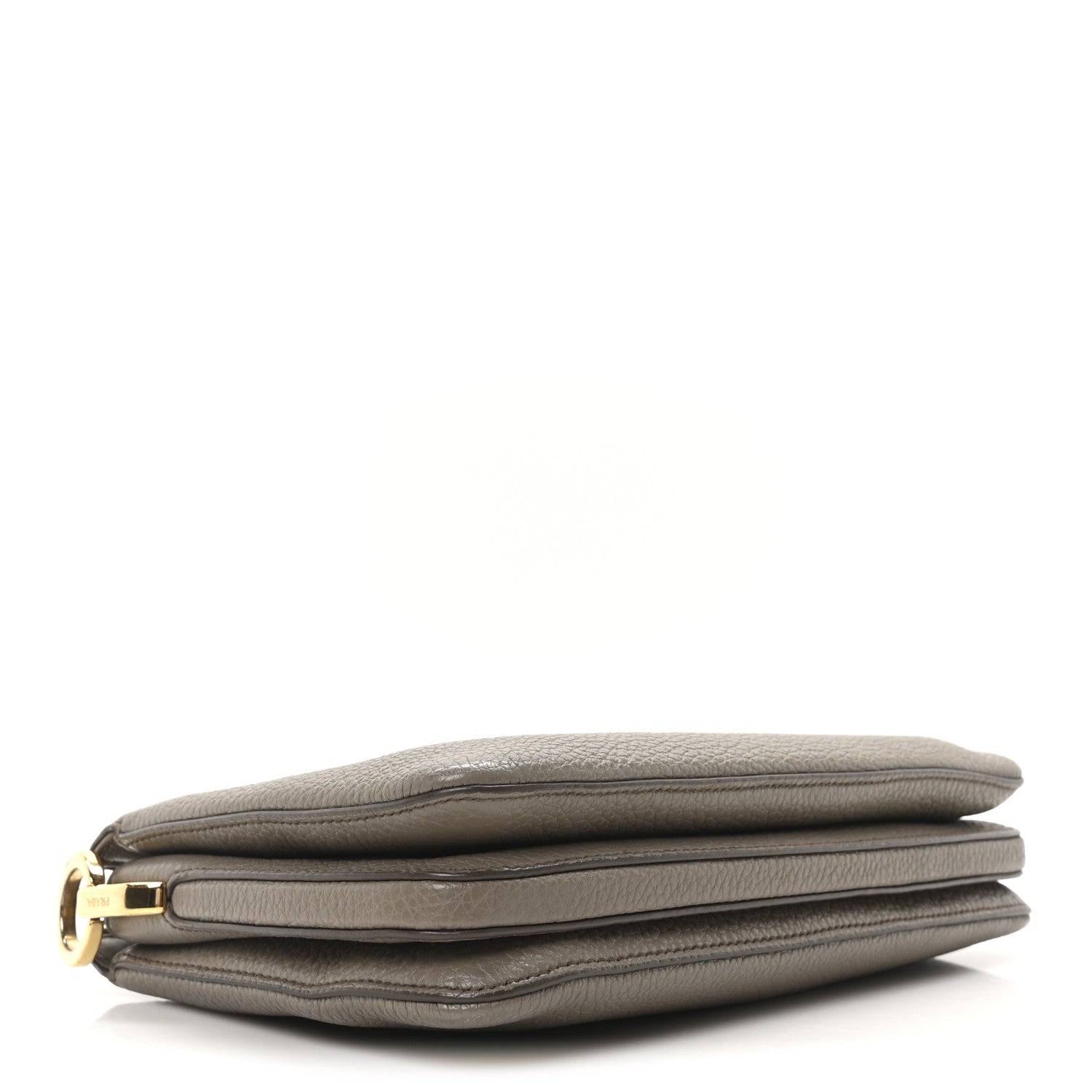 Vitello Daino Soft Mini Zippered Shoulder Bag Clay Grey