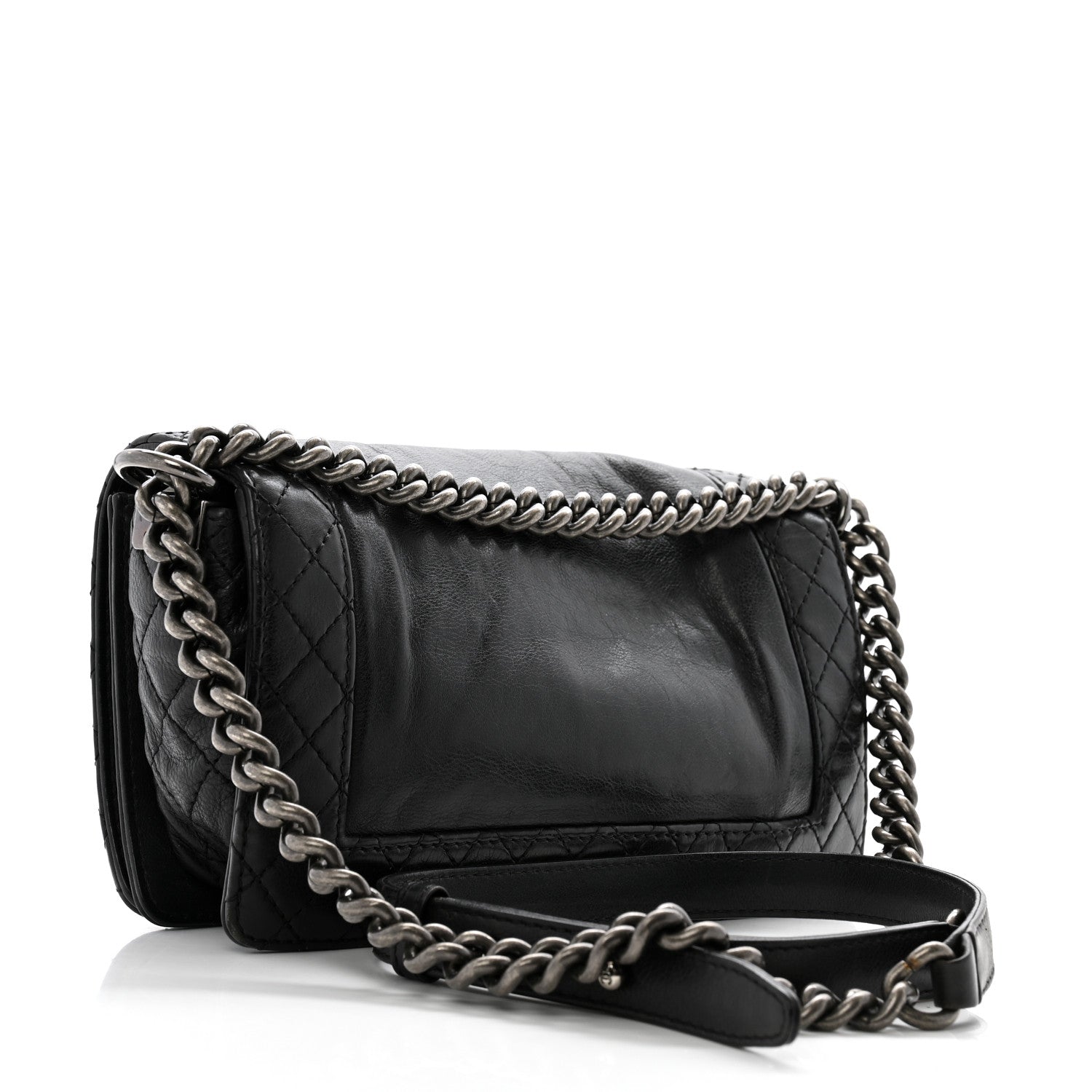 Calfskin Medium Boy Reverso Flap Black