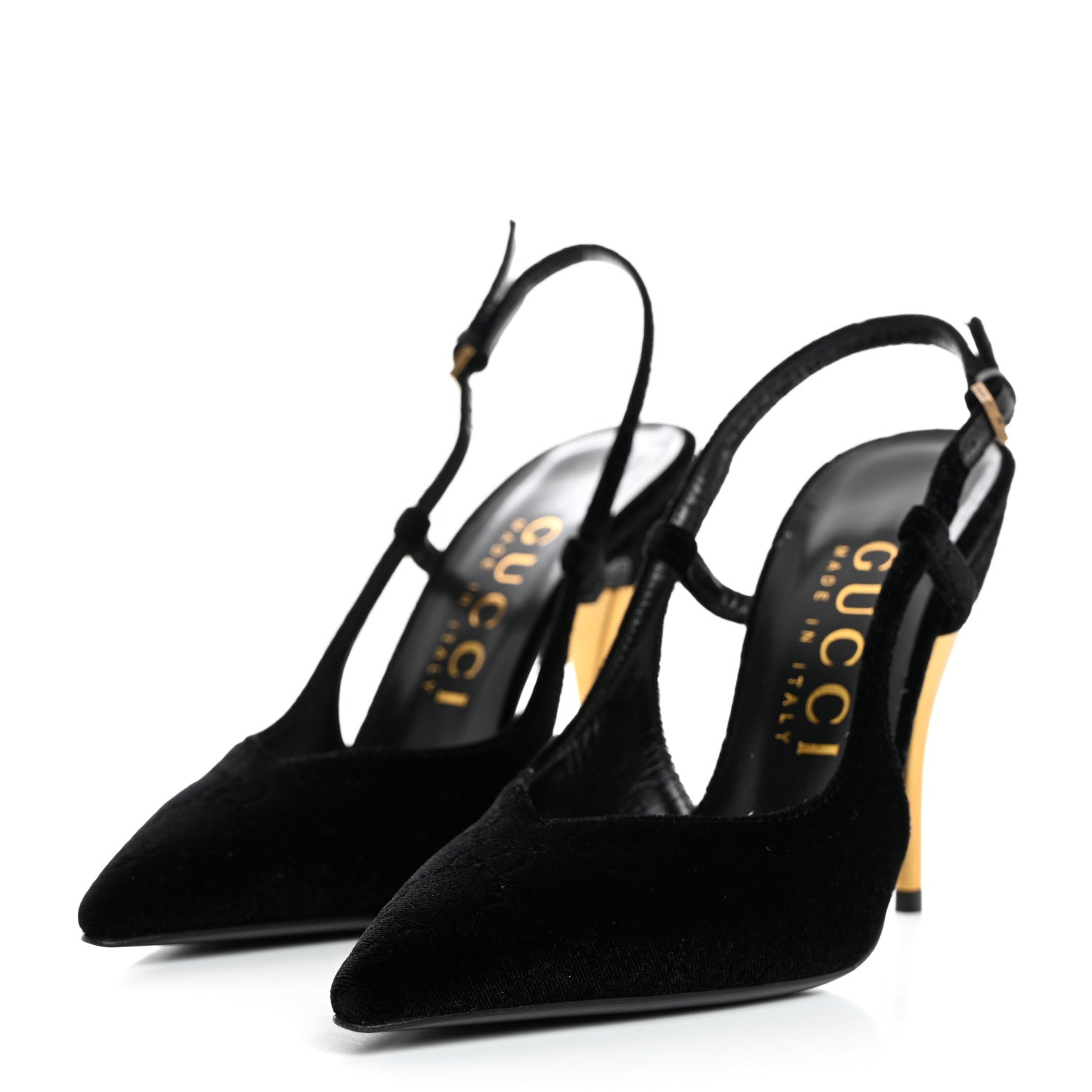 Velvet GG Monogram Slingback 115mm Pumps 37 Black