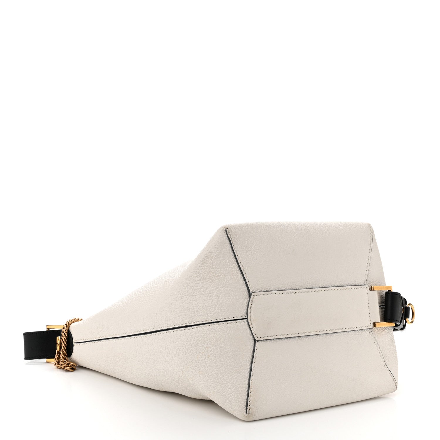 Grained Calfskin Medium GV Bucket Bag White