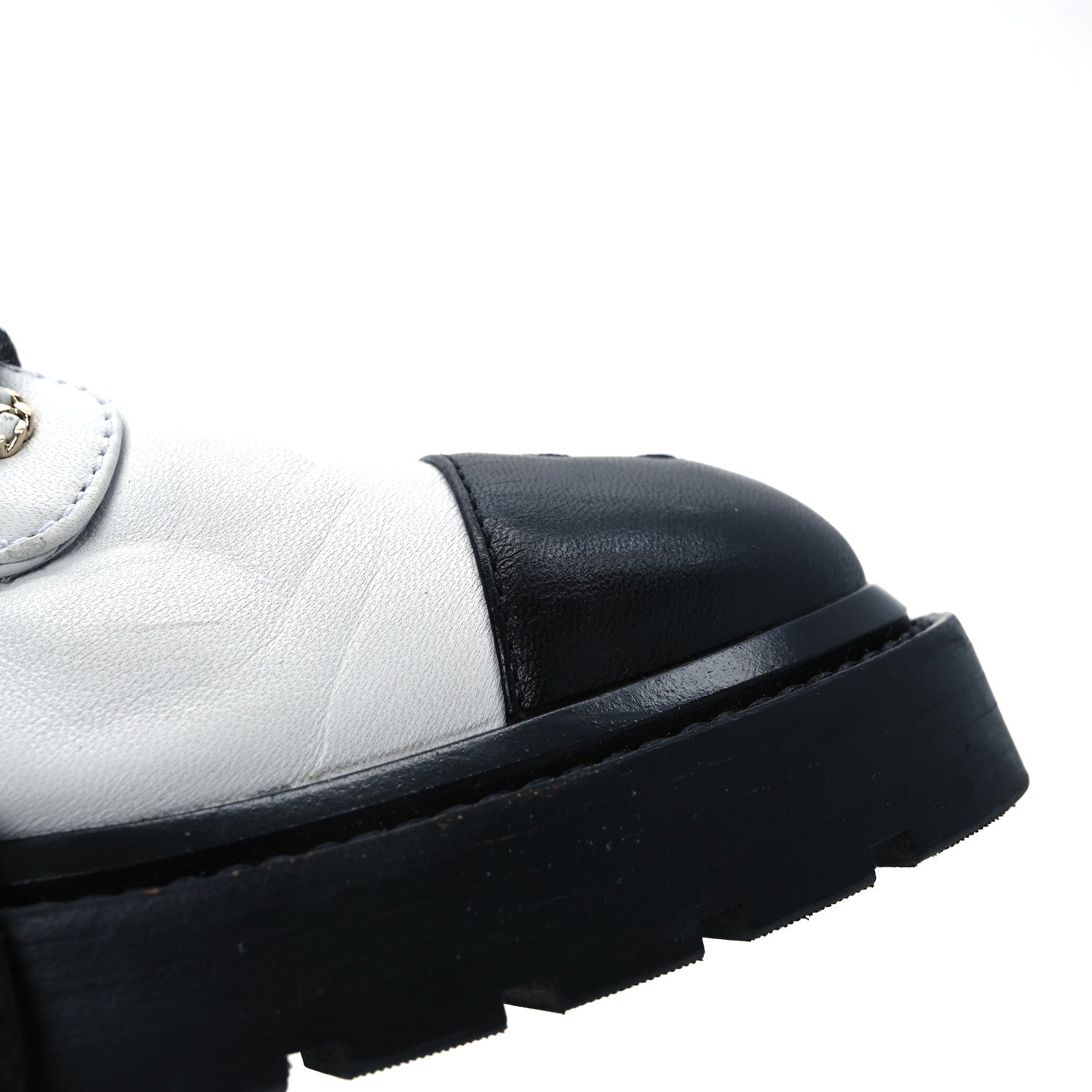Shiny Lambskin Quilted Lace Up Combat Boots 39.5 White Black