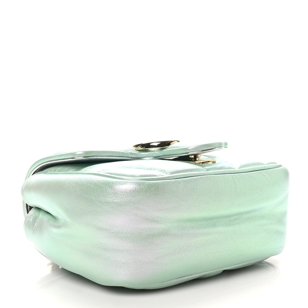 Iridescent Nappa Chevron Matelasse Mini GG Marmont Shoulder Bag Iridescent Salvy Green