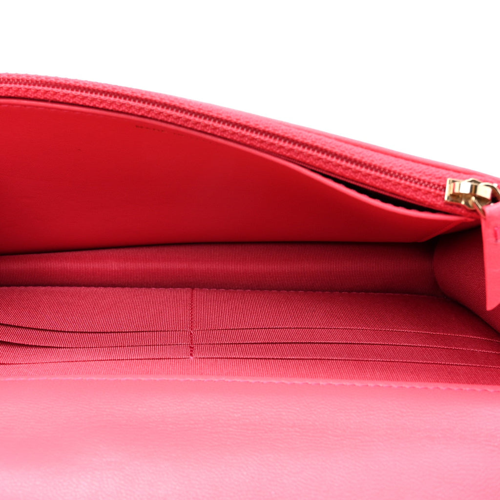 Lambskin Quilted Chanel 19 Wallet On Chain WOC Dark Pink