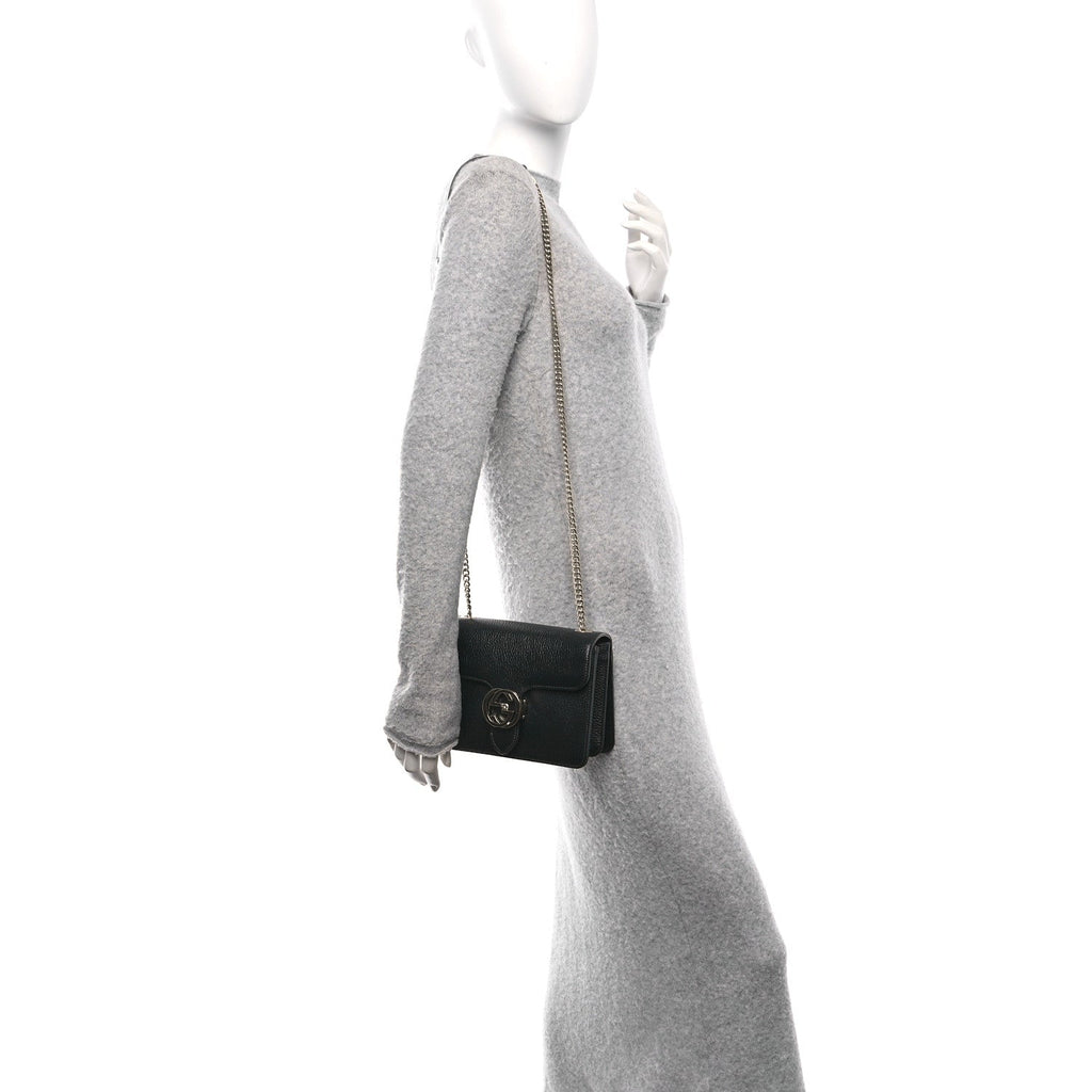 Dollar Calfskin Small Interlocking G Shoulder Bag Black