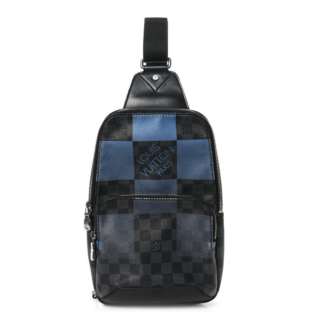 Damier Graphite Giant Avenue Sling Backpack Blue