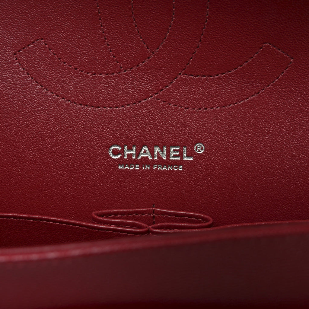 Caviar Quilted Jumbo Double Flap Dark Red