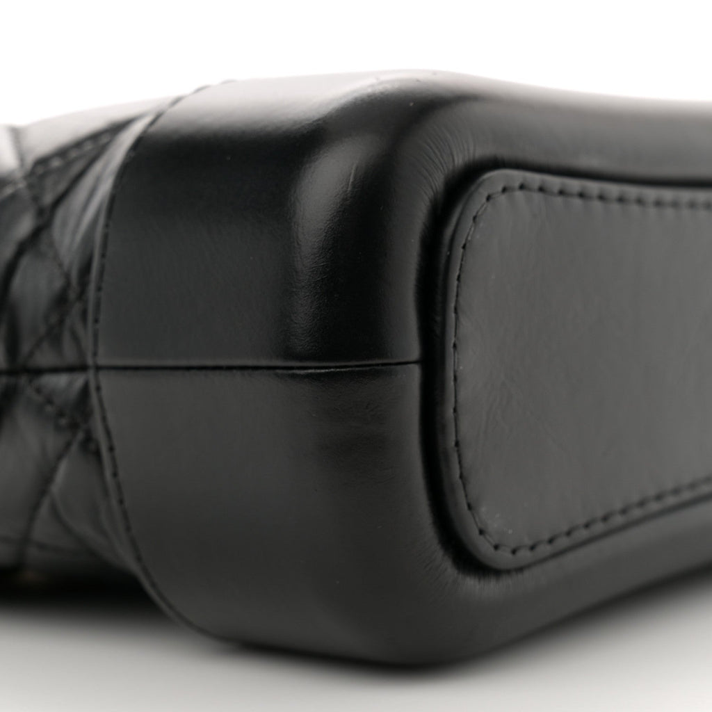 Aged Calfskin Quilted Small Gabrielle Hobo Black
