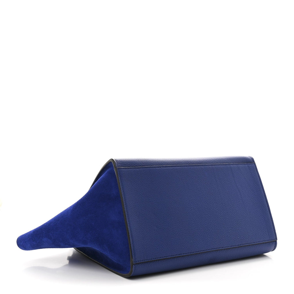 Drummed Calfskin Suede Small Trapeze Indigo