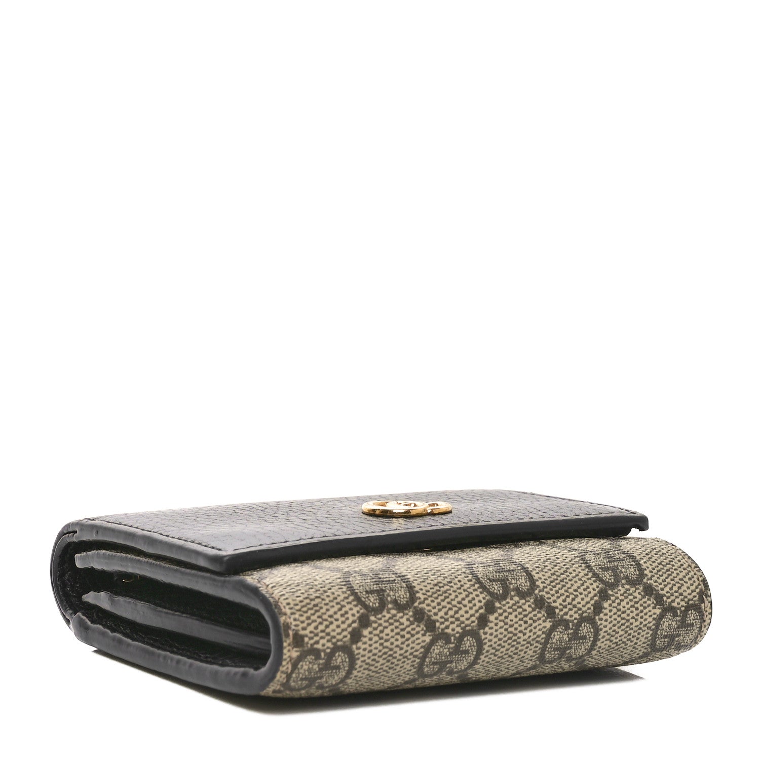 Dollar Calfskin GG Supreme Monogram Medium GG Marmont Wallet Black Beige Ebony