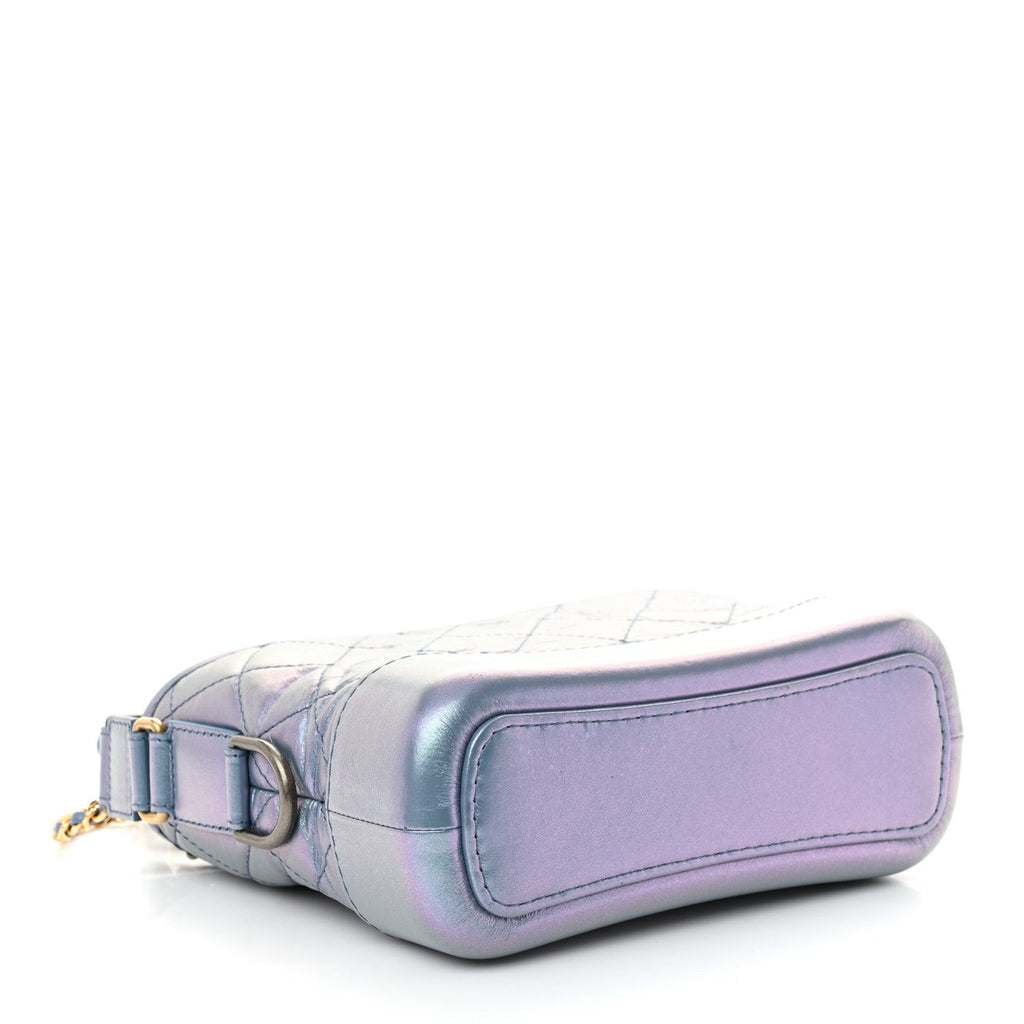 Iridescent Lambskin Calfskin Quilted Small Gabrielle Hobo Blue