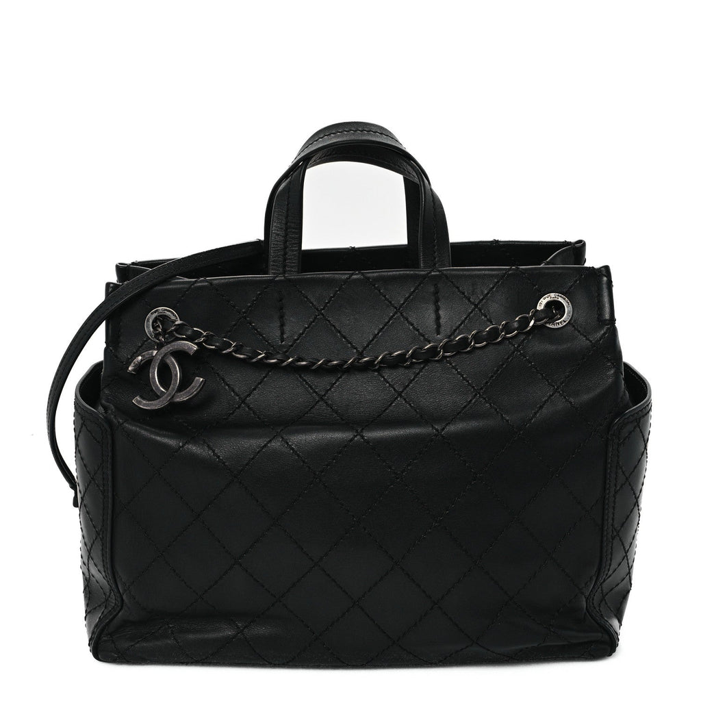 Calfskin CC Pocket Tote Black