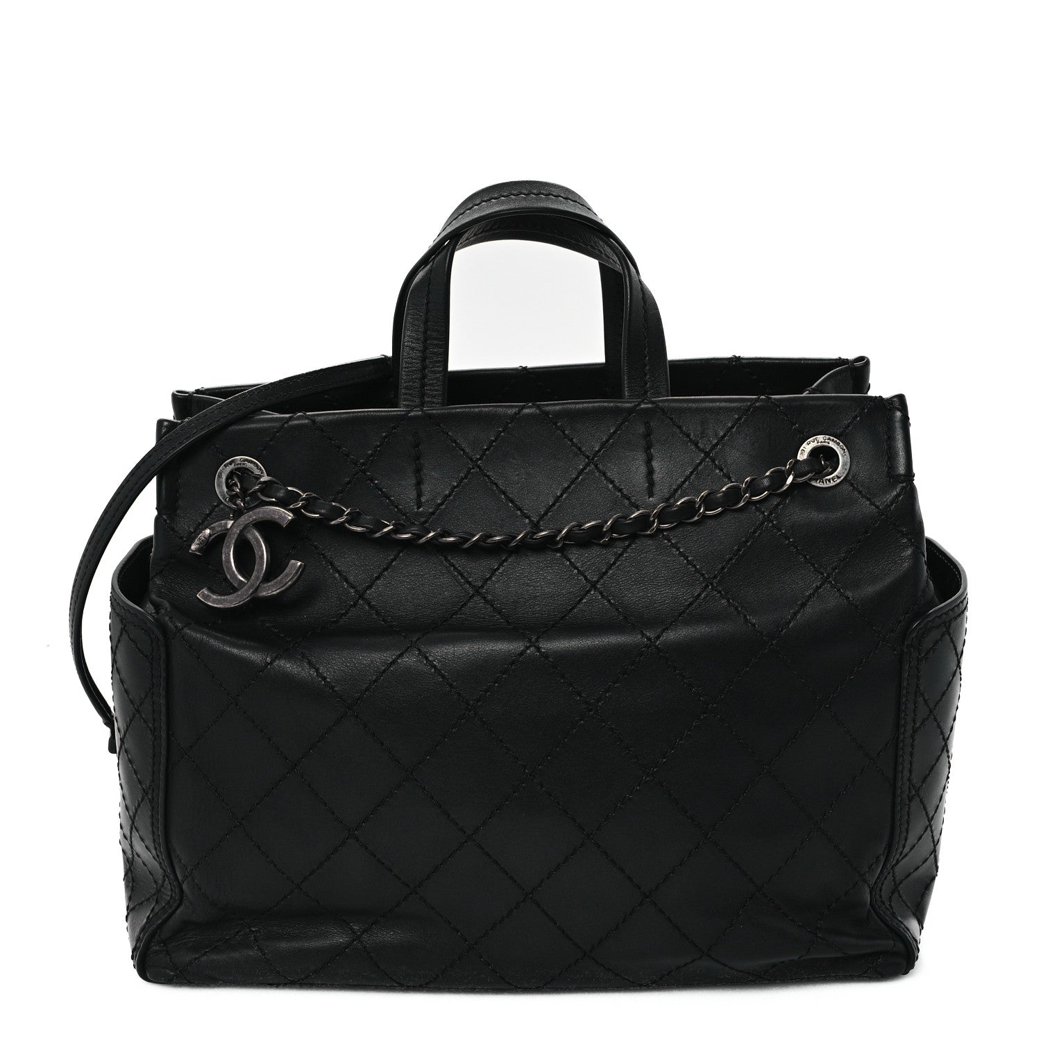 Calfskin CC Pocket Tote Black