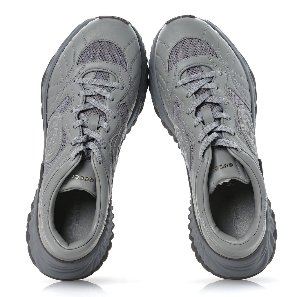 New Nappa Sombre Interlocking G Ripple Mens Platform Sneakers 11.5 Grey Sky