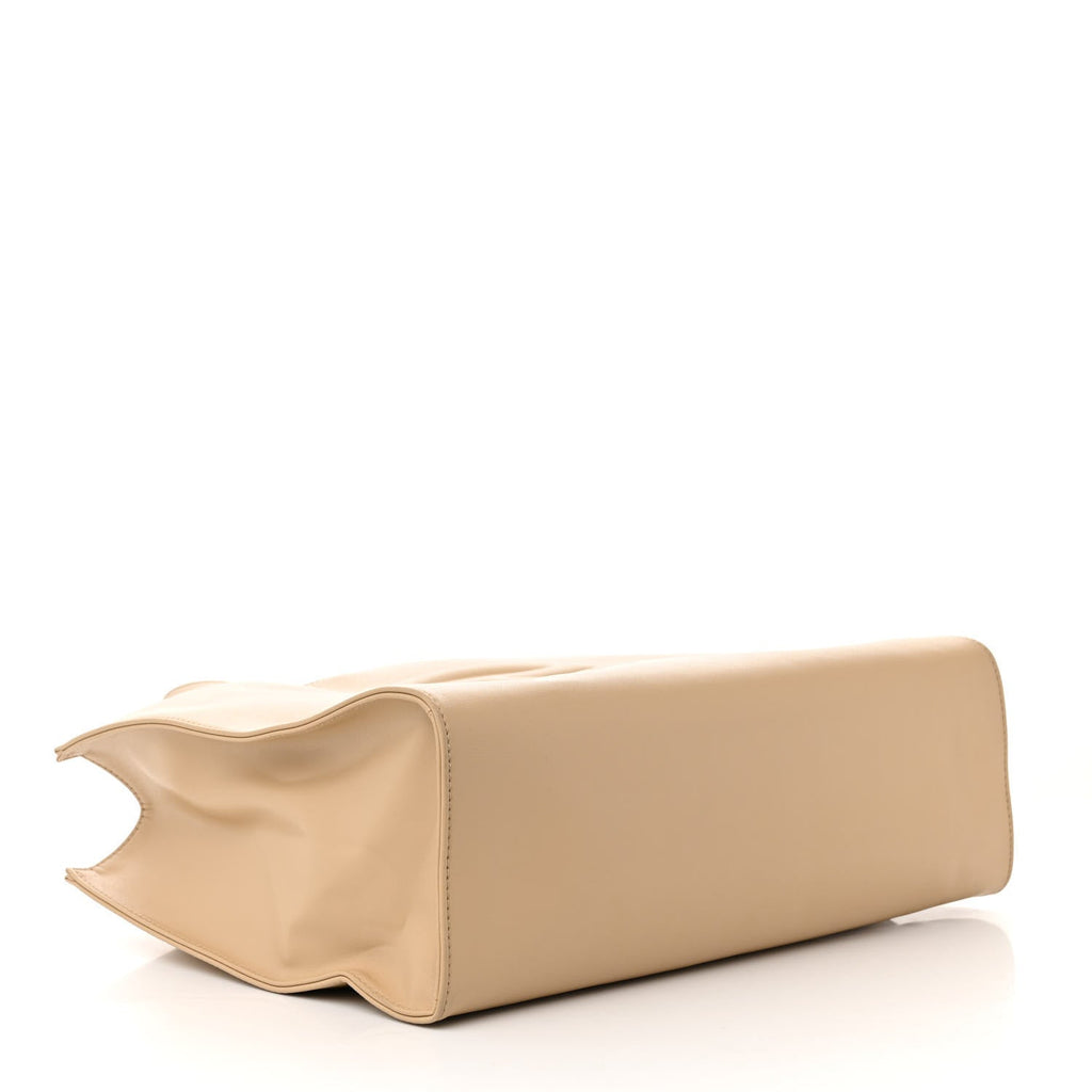 Vegan Leather Medium Shopping Bag Cream