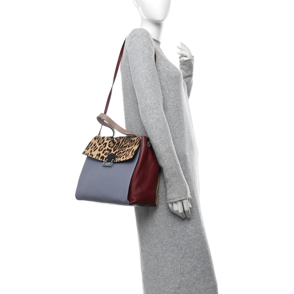 Calfskin Pony Hair Colorblock Mime Single Handle Bag Multicolor