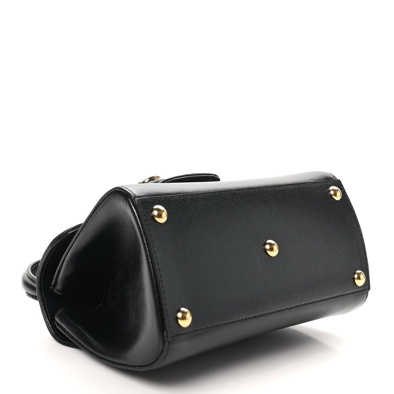 Glazed Textured Calfskin Mini Horsebit 1955 Top Handle Flap Bag Black