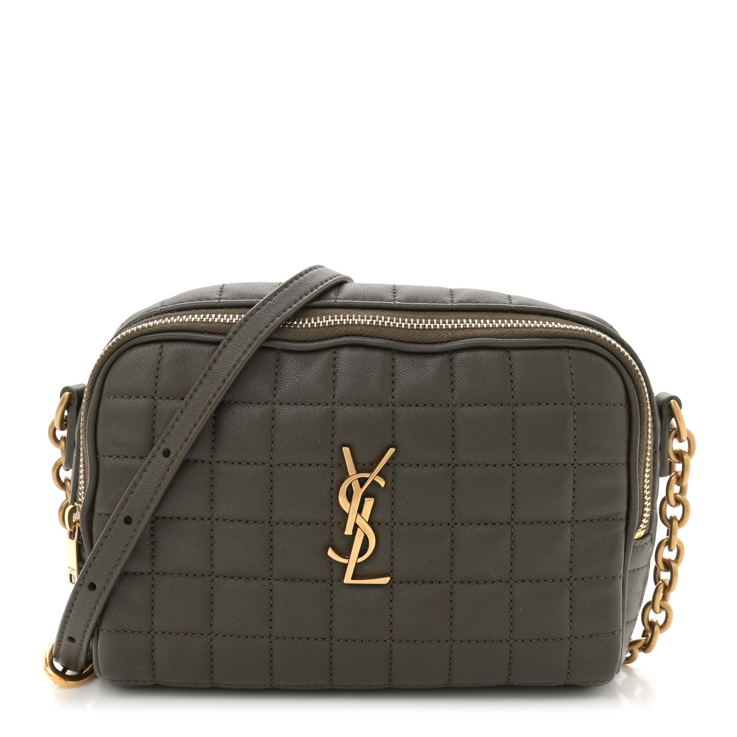 Lambskin Carre Quilted Cassandre Mini Camera Bag Light Musk