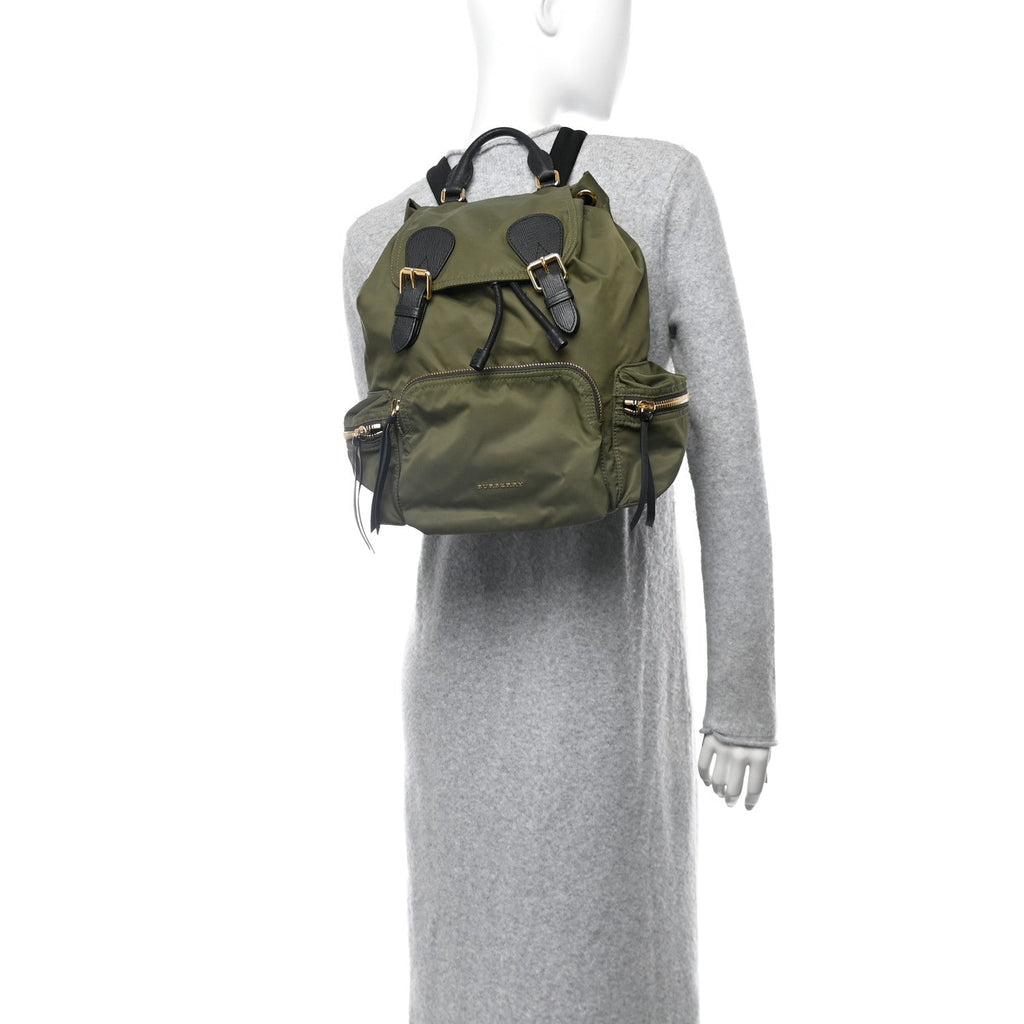 Nylon Medium Crossbody Rucksack Backpack Canvas Green