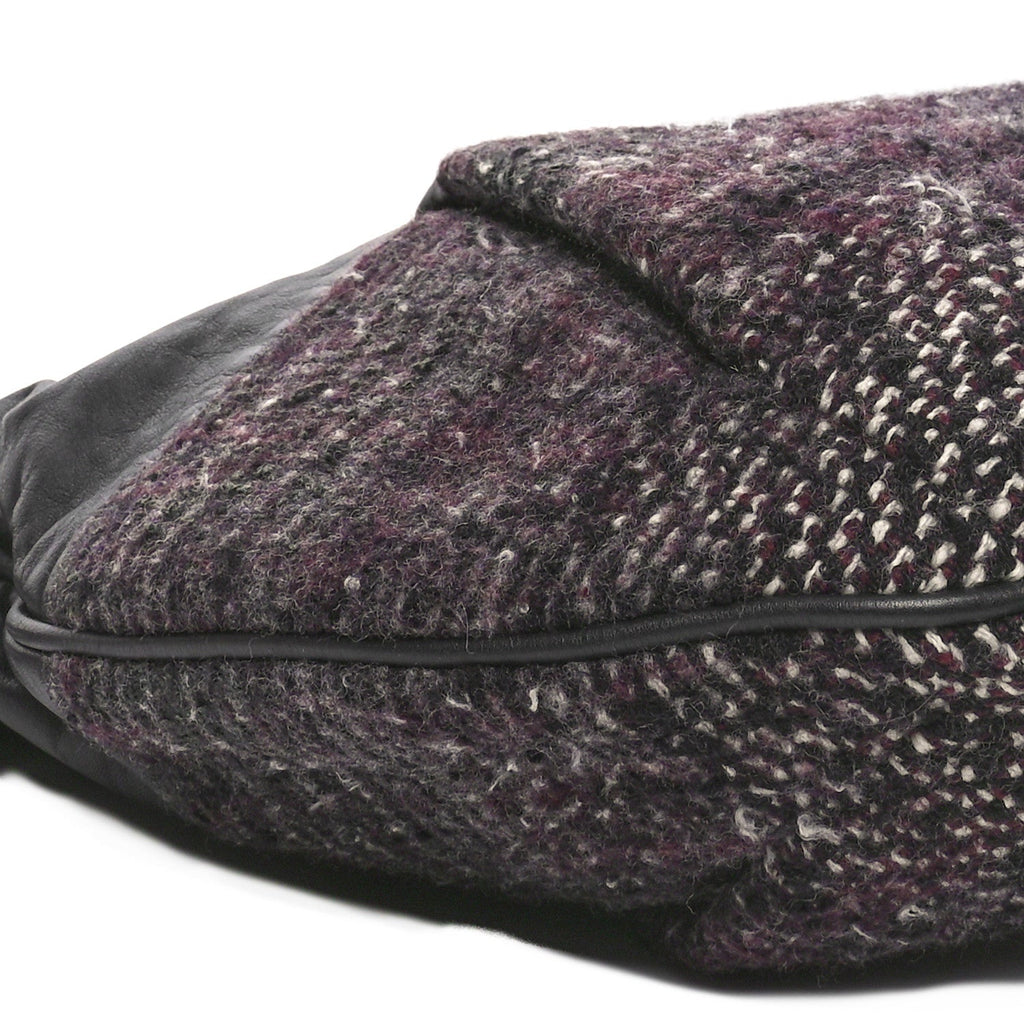 Calfskin Tweed Coco Pleats Hobo Black Burgundy