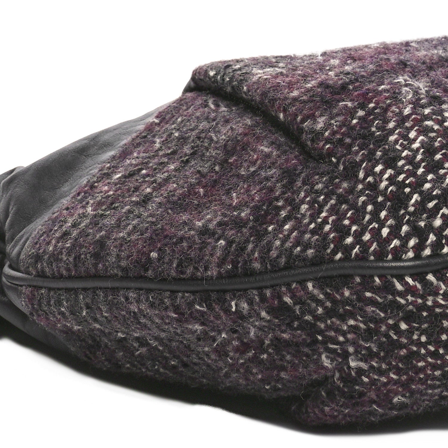Calfskin Tweed Coco Pleats Hobo Black Burgundy