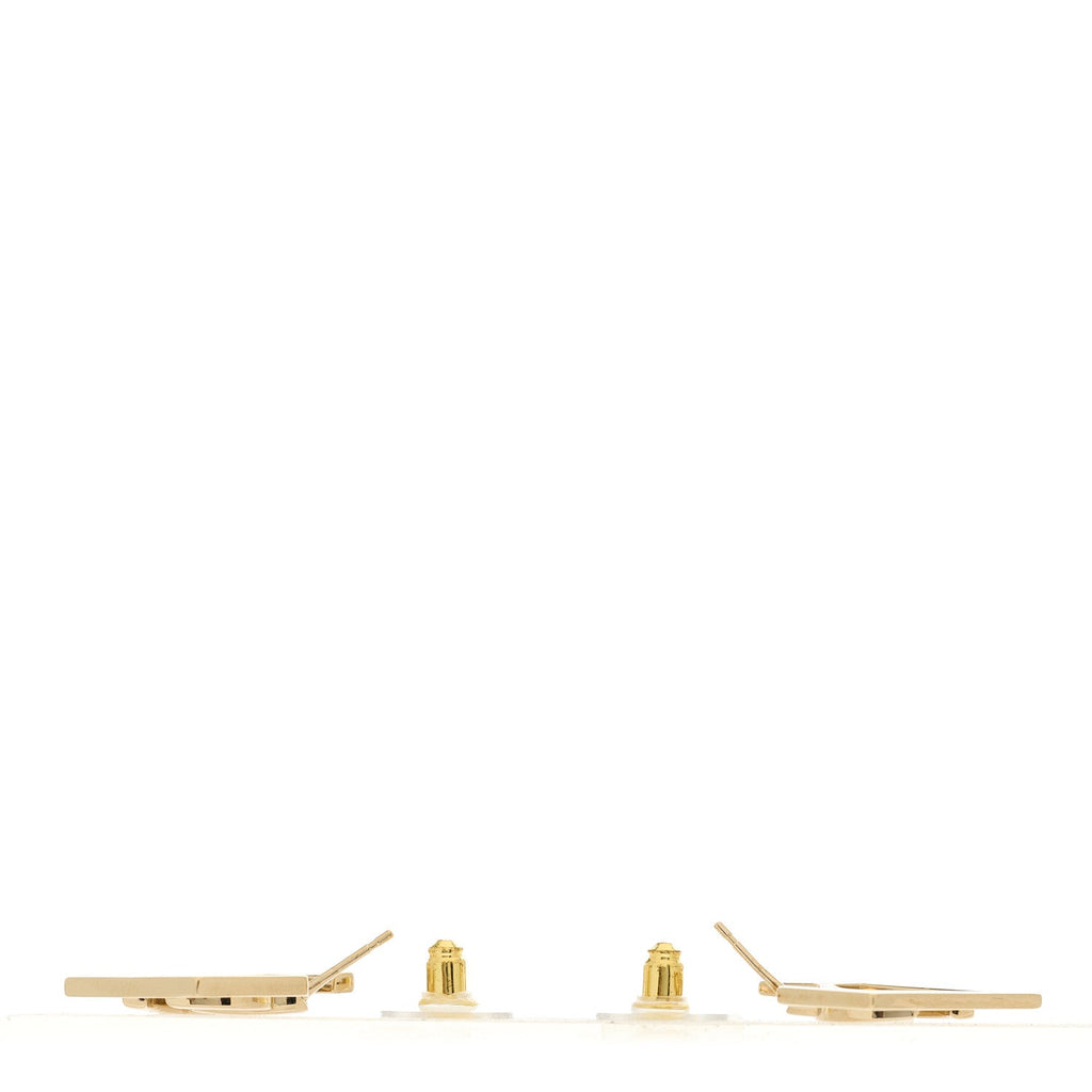 Metal Square Cutout CC Hoop Earrings Gold