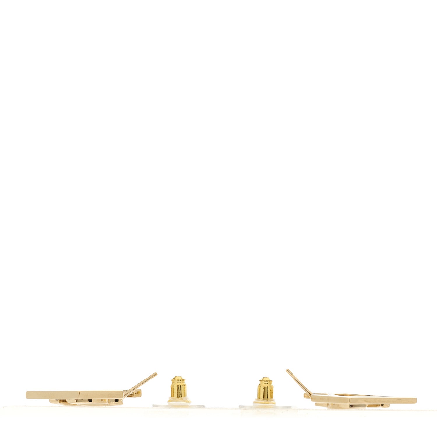 Metal Square Cutout CC Hoop Earrings Gold