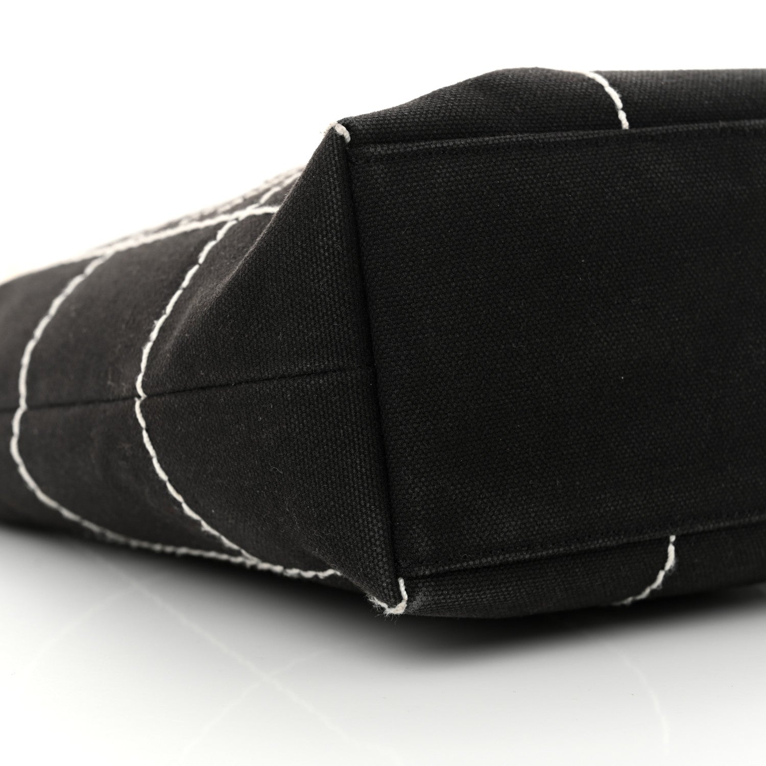 Canvas Square Stitched CC Small Tote Bag Black