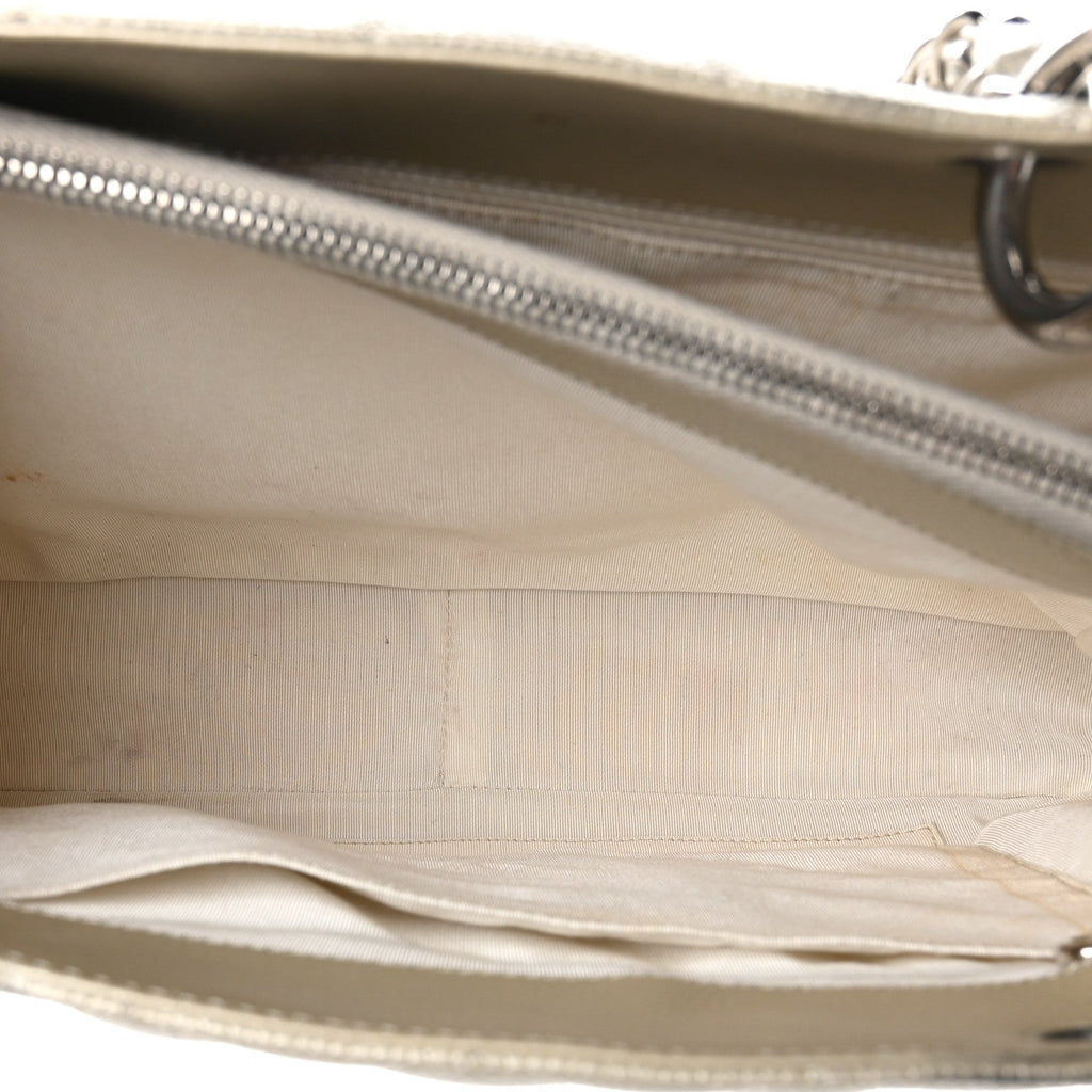 Metallic Caviar Quilted Grand Shopping Tote GST Pearl