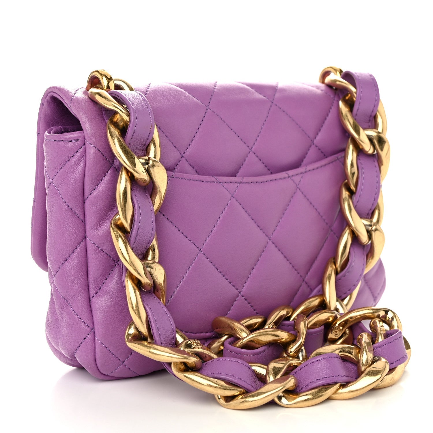Lambskin Quilted Small CC Funky Town Flap Purple