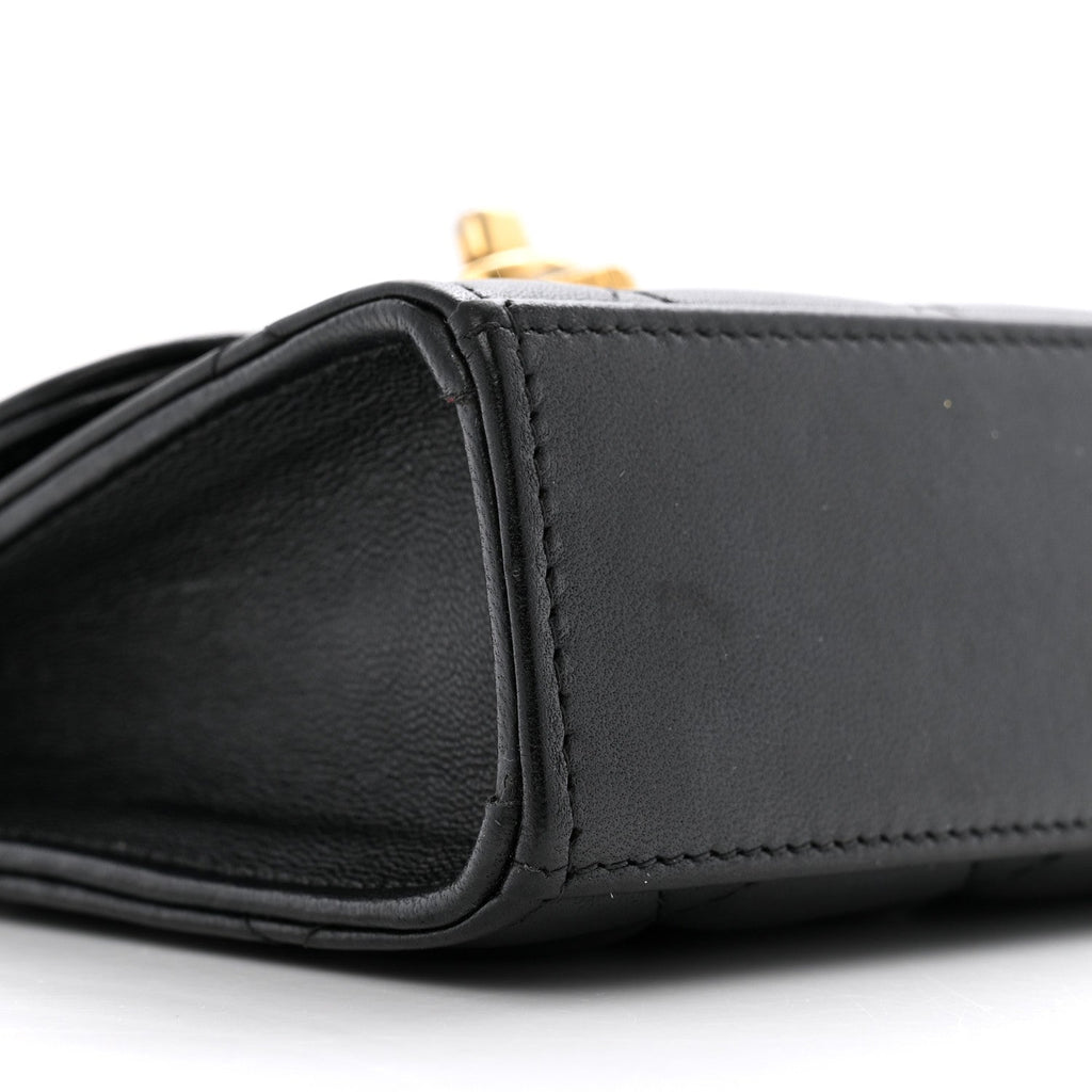 Lambskin Plexiglass Quilted Coco Love Clutch With Chain Black