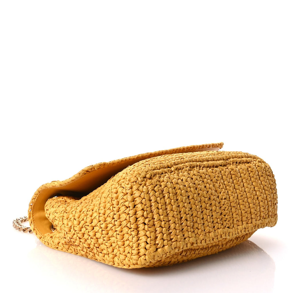Raffia Calfskin Monogram Medium Niki Chain Satchel Wheat