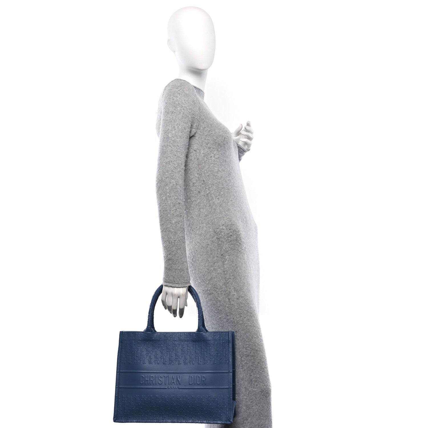 Oblique Calfskin Embossed Medium Book Tote Blue