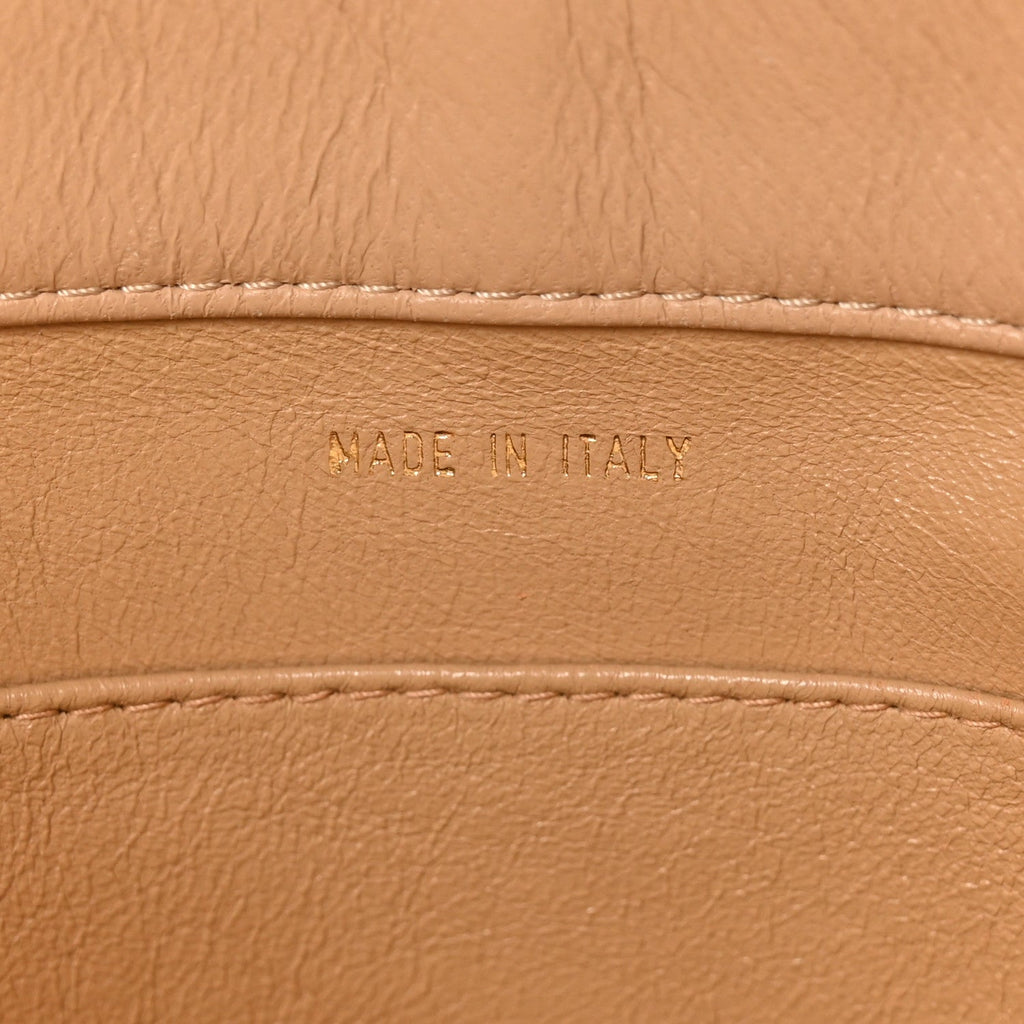 Caviar Stitched Shoulder Flap Bag Beige